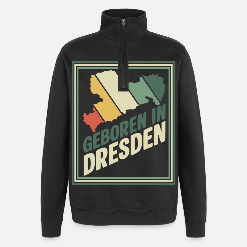 Né à Dresde Retro - Sweat à zip 1/4 - noir