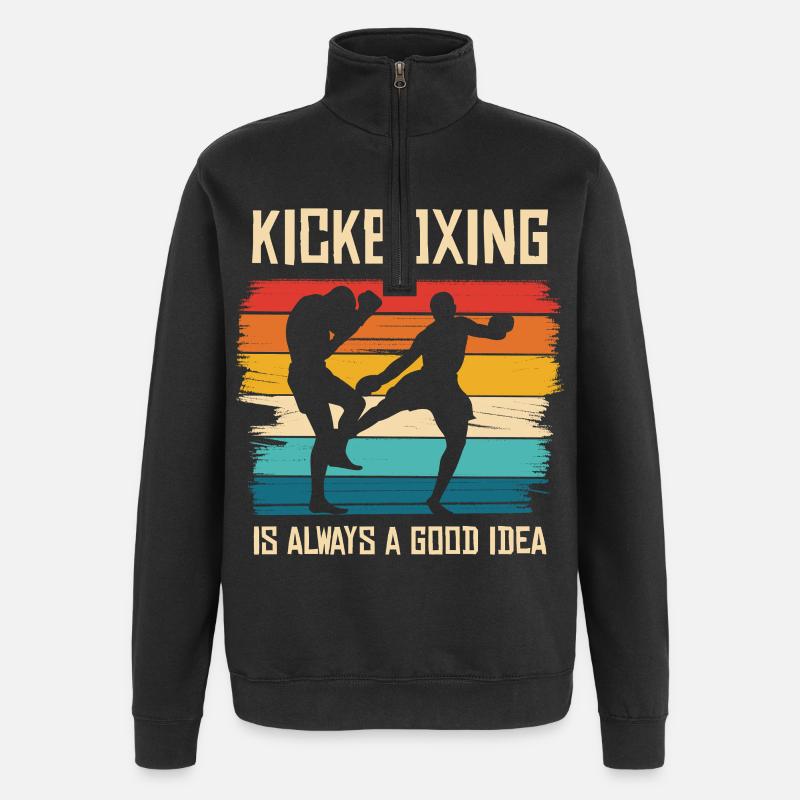 Kickboxing dans le style arc-en-ciel - Sweat à zip 1/4 - noir