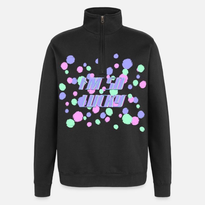 Ich bin so glücklich - Quarter-Zip-Sweatshirt - Schwarz
