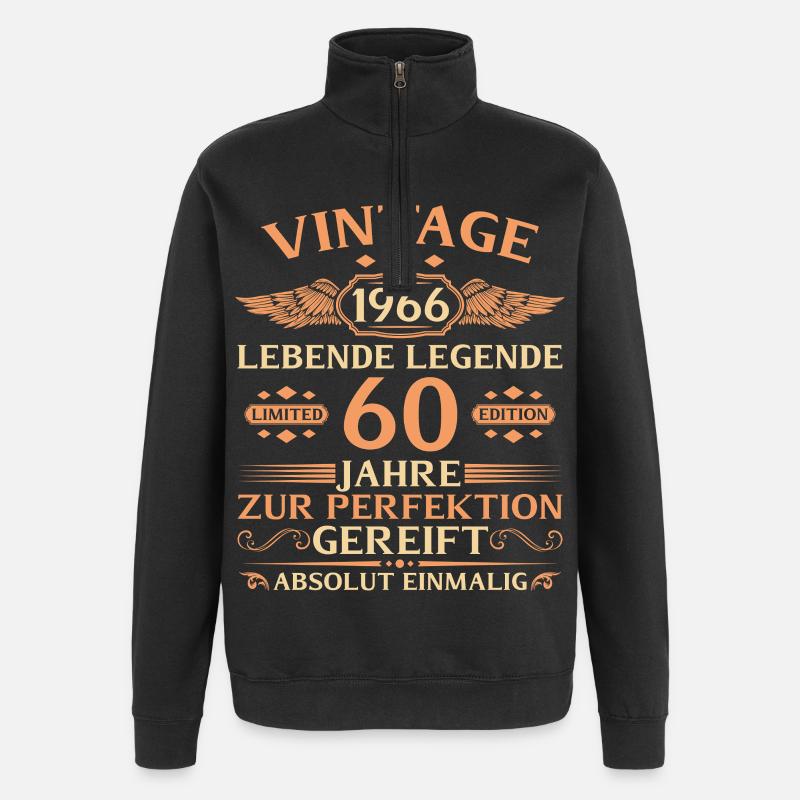 60e anniversaire Année 1966 - Sweat à zip 1/4 - noir