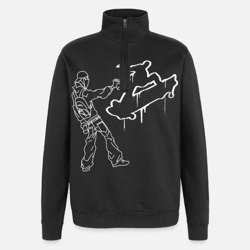 Skateboard Graffiti Skateur - Sweat à zip 1/4 - noir