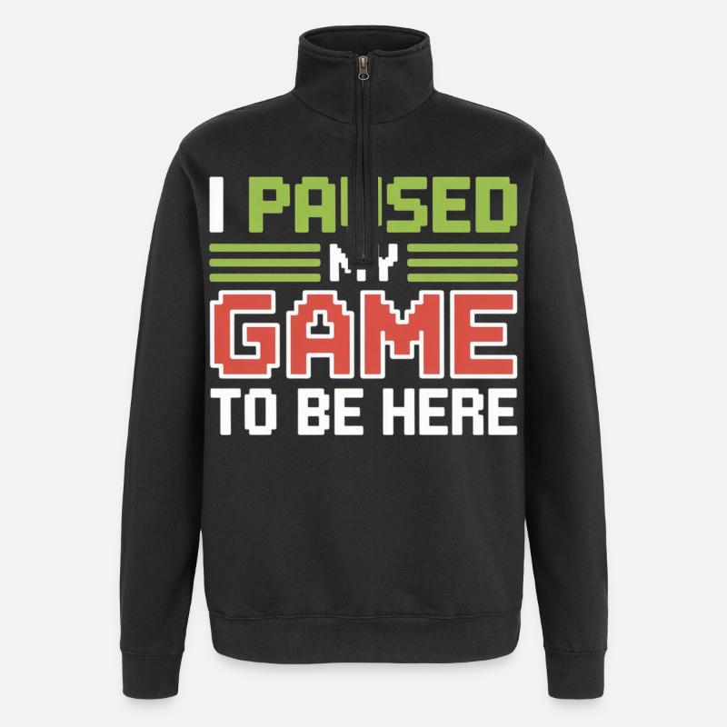 Pause: My game interrupted - Quarter-Zip Sweatshirt - black