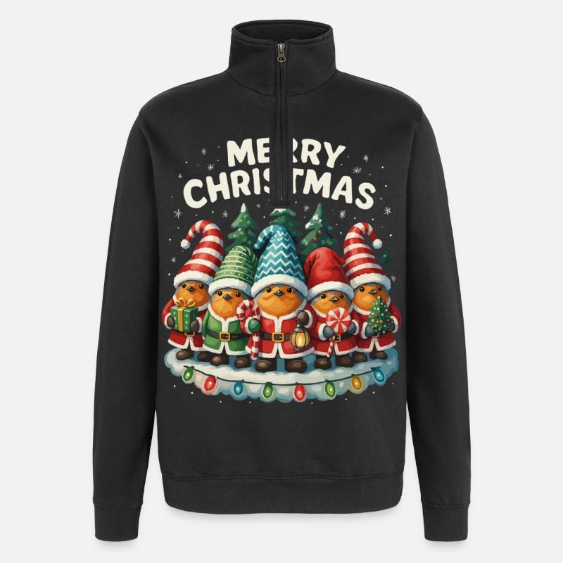 Funny Robin Christmas Gift Cute - Quarter-Zip Sweatshirt - black
