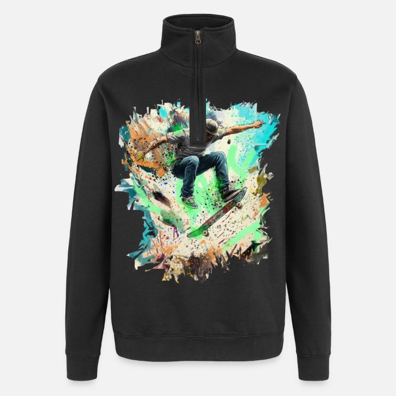 Skateboarding - Sweat à zip 1/4 - noir