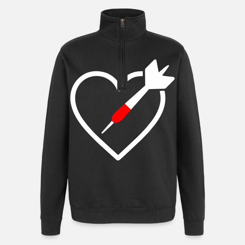 Heart Darts – Precision Lover Design - Quarter-Zip Sweatshirt - black