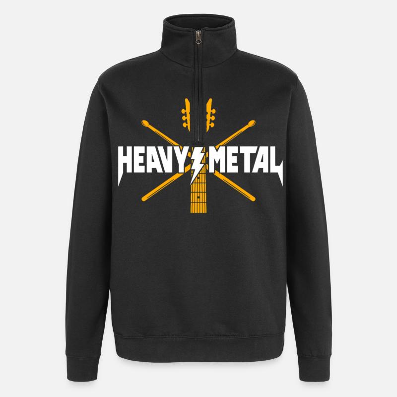 Logo de guitare heavy metal - Sweat à zip 1/4 - noir