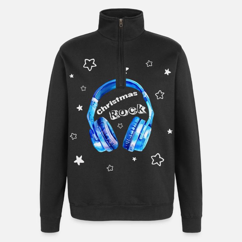 Christmas Rock - casque sympa - Sweat à zip 1/4 - noir