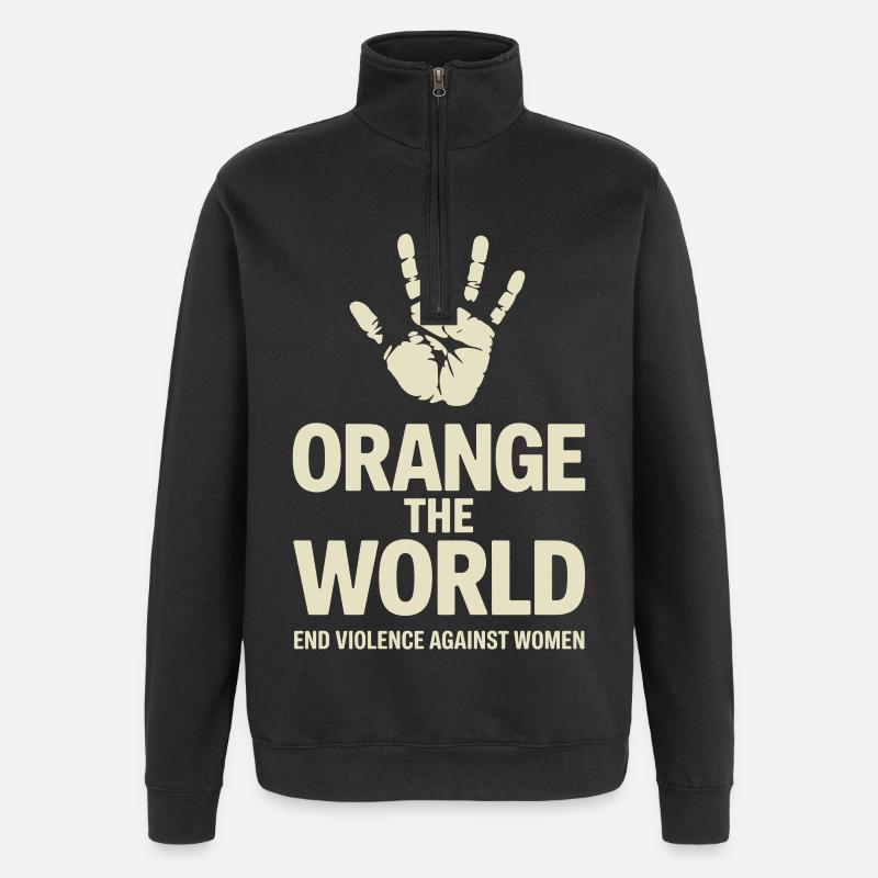 Orange : Le Monde - Sweat à zip 1/4 - noir