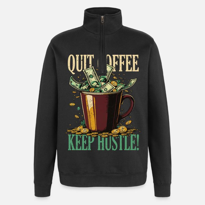 Coffee withdrawal decaffeinated ex-coffee drinker - Quarter-Zip Sweatshirt - black