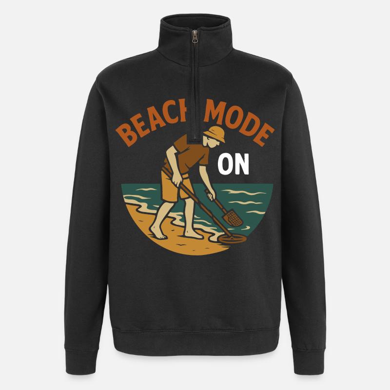 Strandmodus bei der Schatzsuche bei Metallerkennung - Quarter-Zip-Sweatshirt - Schwarz