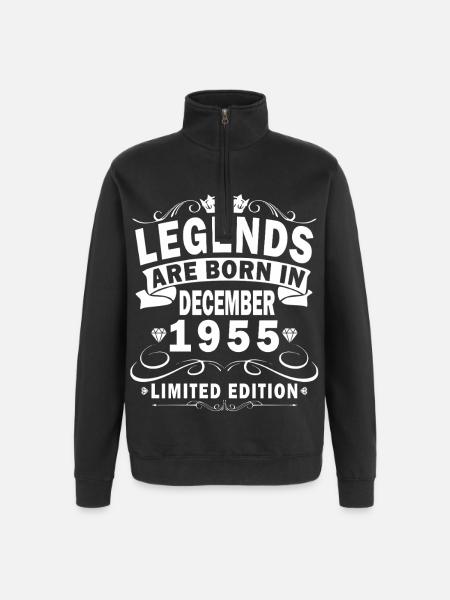 December 1955 fødselsdag December 1955 December - Sweatshirt med 1/4 lynlås - sort