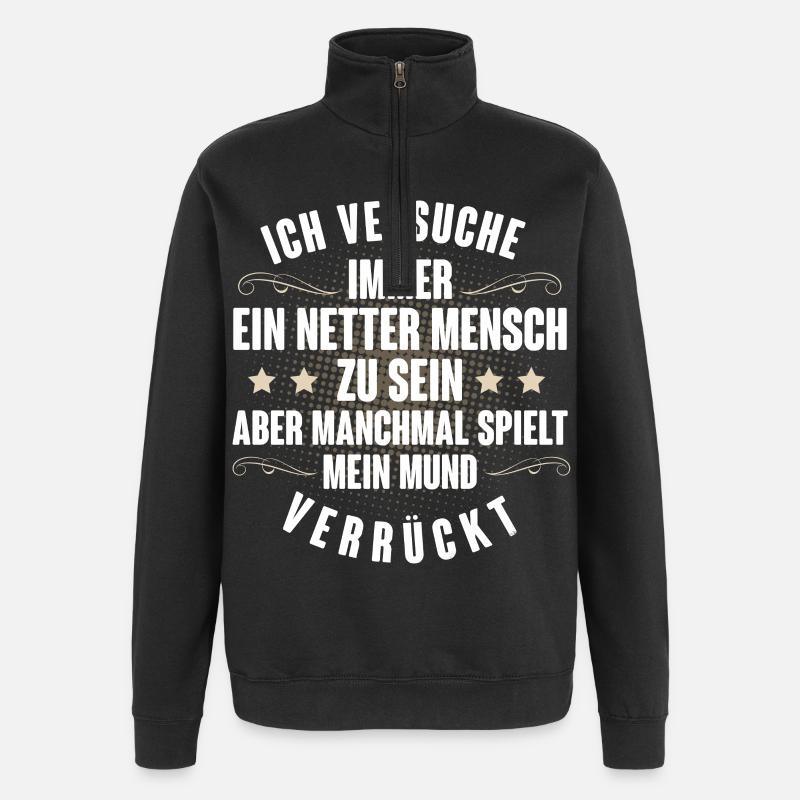 Große Klappe - Quarter-Zip-Sweatshirt - Schwarz