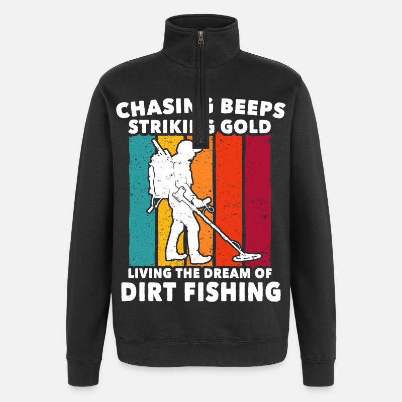 Sondages de pêche en terre - Sweat à zip 1/4 - noir