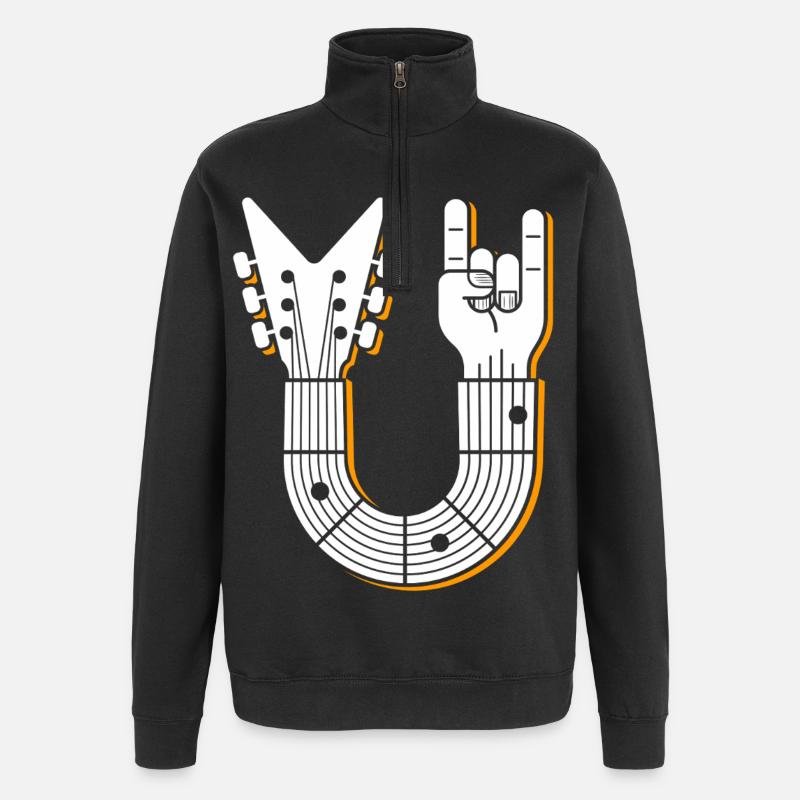Rock Hand Guitar Emblem - Quarter-Zip Sweatshirt - black
