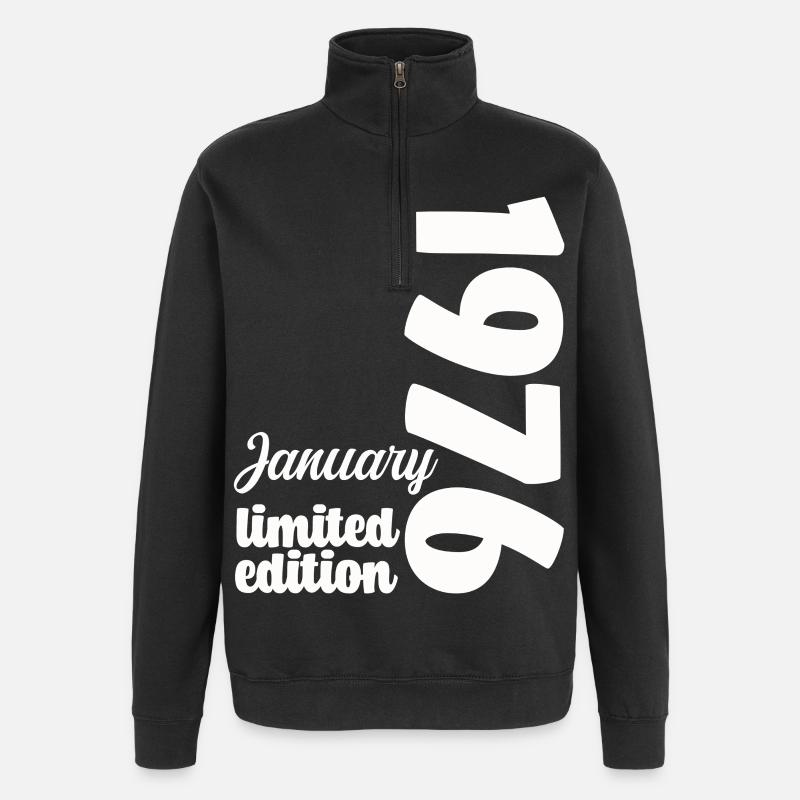 Anniversaire Janvier 1976 Limited Edition Cadeau - Sweat à zip 1/4 - noir