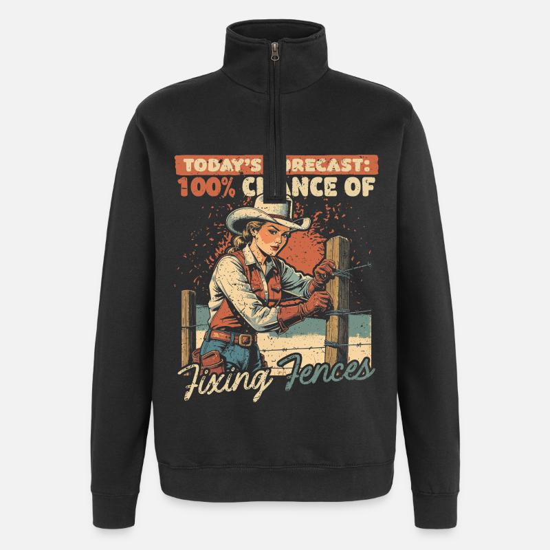 Ehefrau eines Bauern Mutter Fixing Fences - Quarter-Zip-Sweatshirt - Schwarz