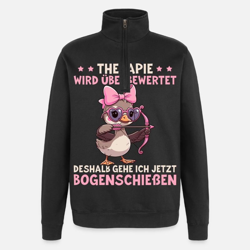 Therapie wird überbewertet - Lustige Bogenschießen - Quarter-Zip-Sweatshirt - Schwarz