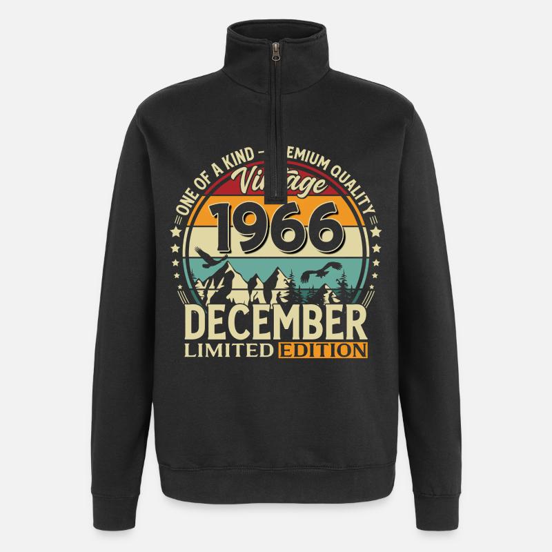 59e anniversaire Millésime décembre 1966 - Sweat à zip 1/4 - noir