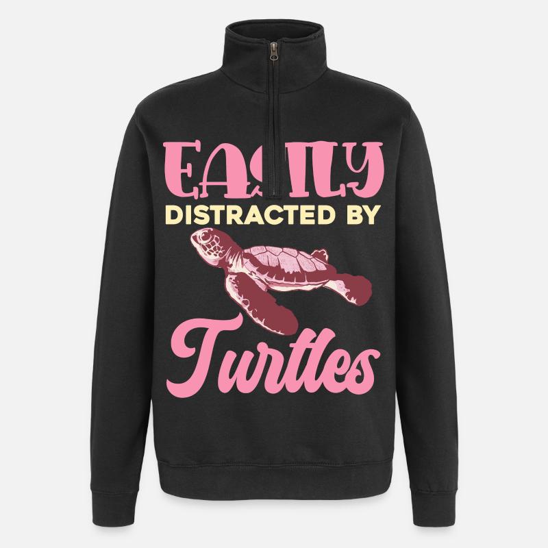 Easily distracted by turtles - Quarter-Zip Sweatshirt - black
