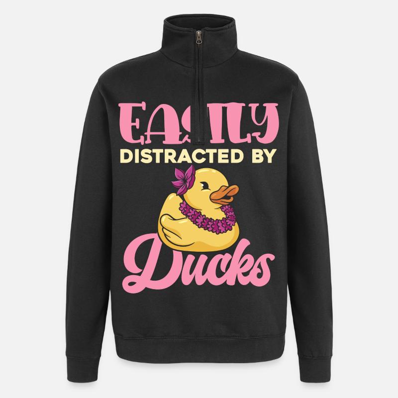Duck Distraction Duck Design - Quarter-Zip Sweatshirt - black