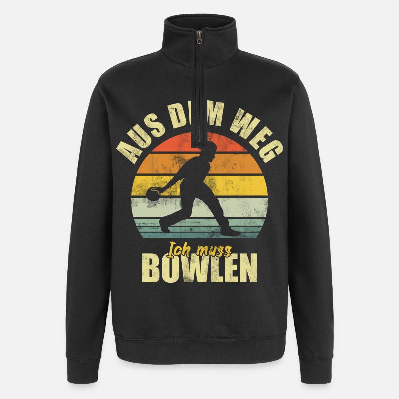 Bowling Bowlen Lustiger Spruch - Quarter-Zip-Sweatshirt - Schwarz