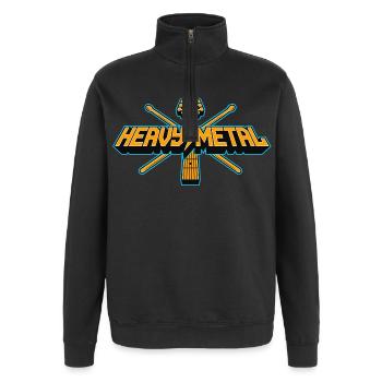 Heavy Metal 3D-Logo mit Gitarre und Drumsticks - Quarter-Zip-Sweatshirt - Schwarz - Vorne - AI Model Female 172 light (172cm) & AI Model Male 178 dark (178cm)