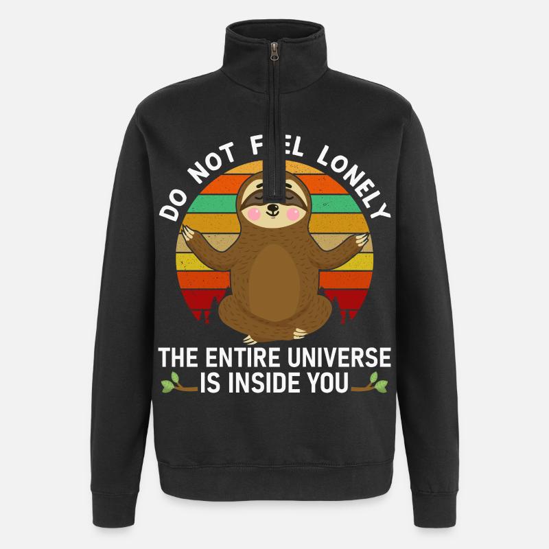 Faultier Universum in dir - Quarter-Zip-Sweatshirt - Schwarz