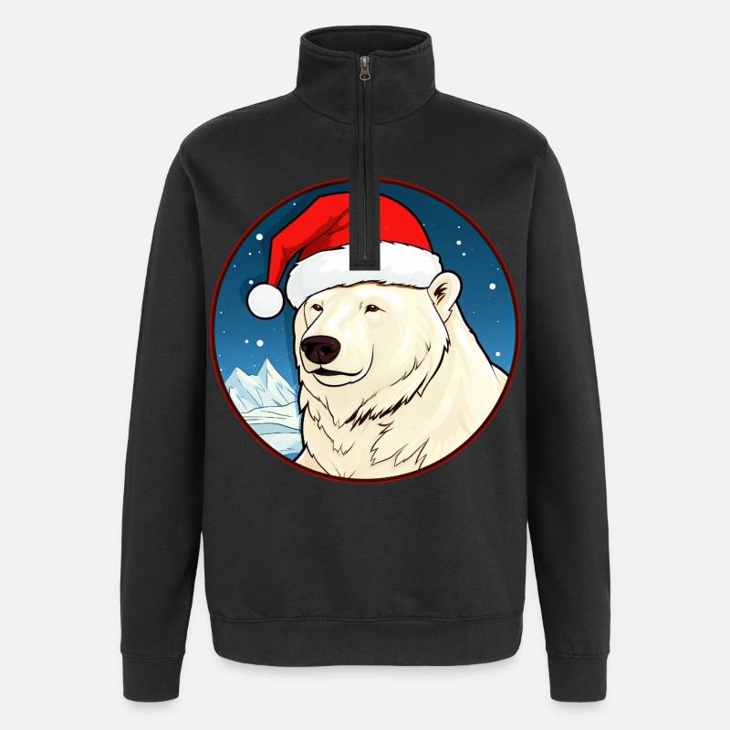 Weihnachten Eisbären - Quarter-Zip-Sweatshirt - Schwarz