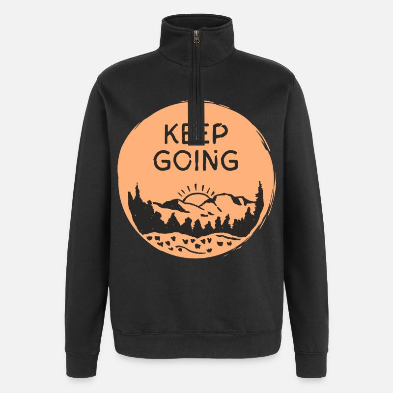 Keep Going / Mountain Scenery Sunrise - Quarter-Zip Sweatshirt - black
