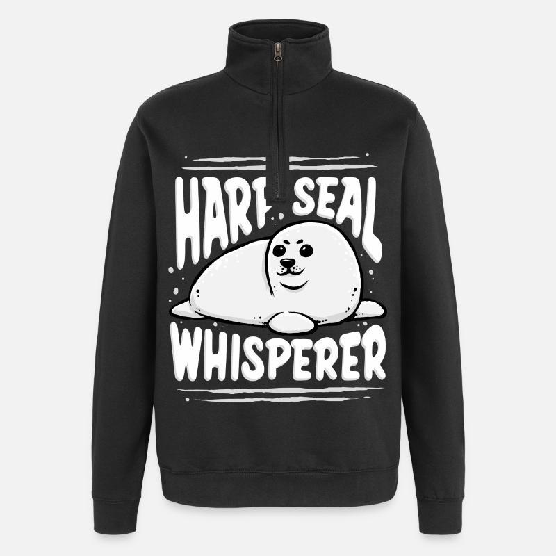 Sattelrobbe Robben Harp Seal Whisperer - Quarter-Zip-Sweatshirt - Schwarz