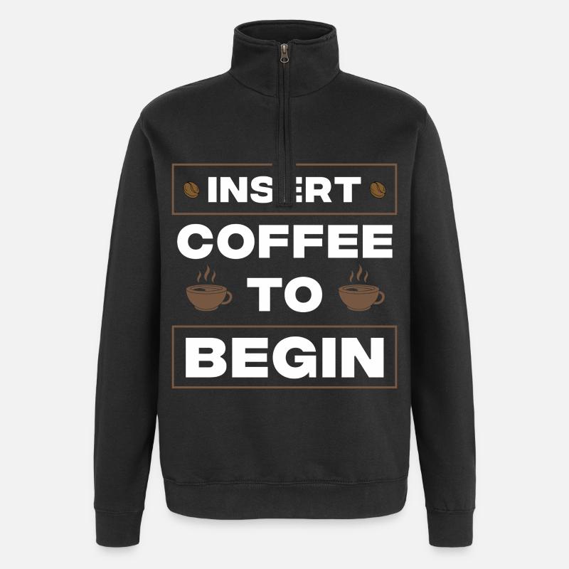 KAFFEE ZUM BEGINN - Quarter-Zip-Sweatshirt - Schwarz