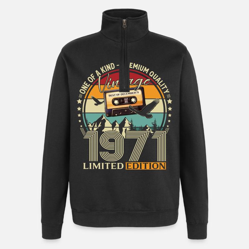 54th Birthday Cassette December 1971 - Quarter-Zip Sweatshirt - black