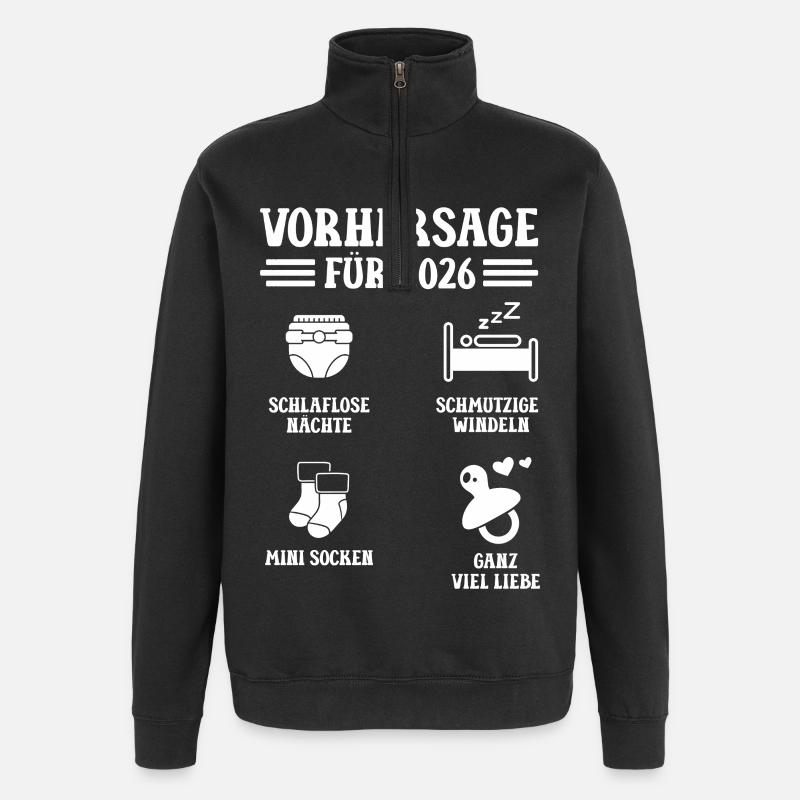 Prédiction de grossesse 2026 drôle - Sweat à zip 1/4 - noir