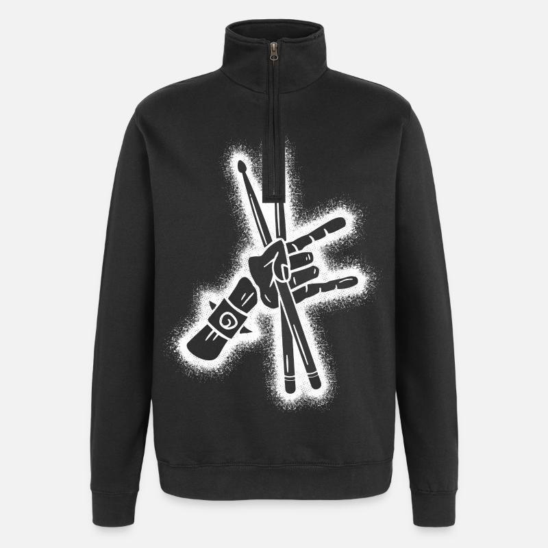 Batterie Batteurs Garçons Hommes Batteurs - Sweat à zip 1/4 - noir