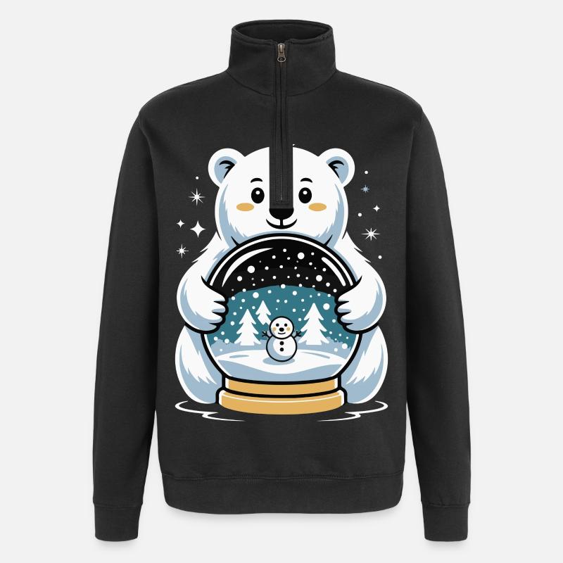 Polar Bear Snow Globe Impression - Quarter-Zip Sweatshirt - black