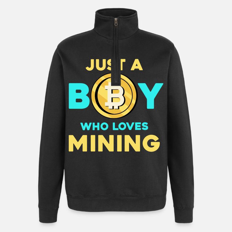 Krypto Mining Junge – Bitcoin Leidenschaft - Quarter-Zip-Sweatshirt - Schwarz