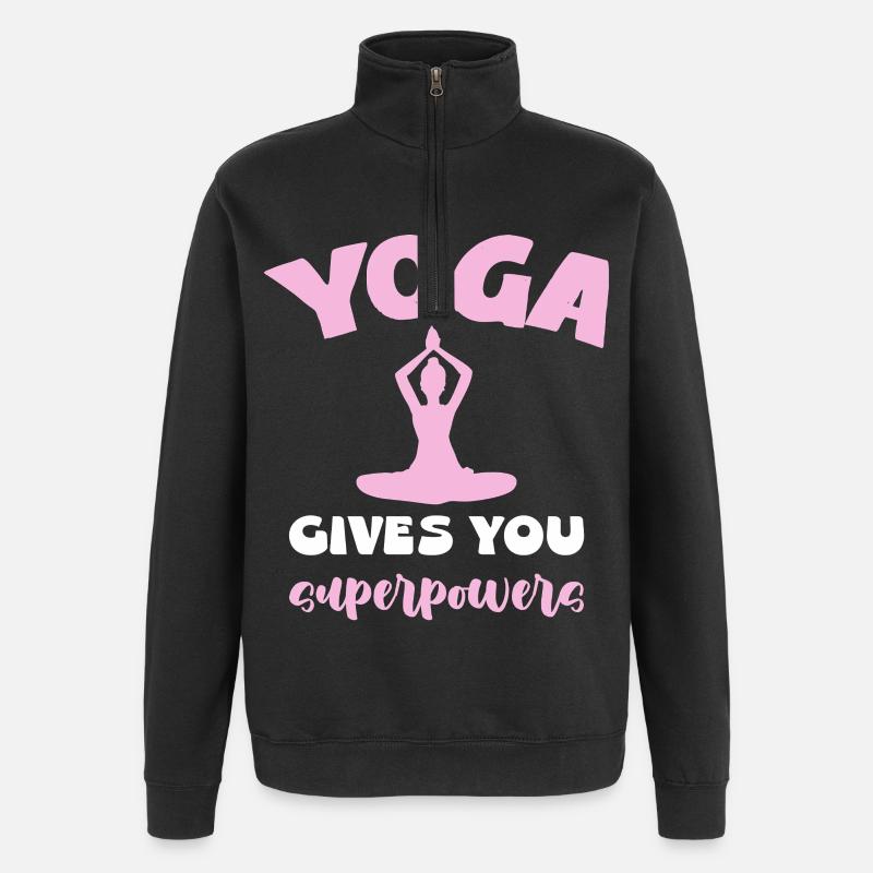 Yoga Gibt Dir Superkräfte - Quarter-Zip-Sweatshirt - Schwarz