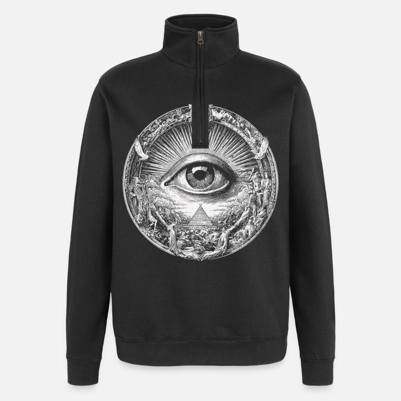 Œil circulaire - Sweat à zip 1/4 - noir