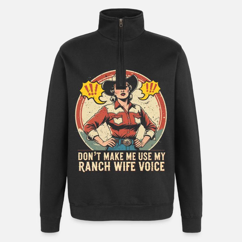 Ehefrau eines Bauern Mutter - Quarter-Zip-Sweatshirt - Schwarz