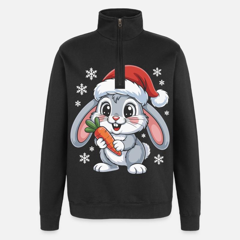 Lapin d’hiver avec carotte - Sweat à zip 1/4 - noir