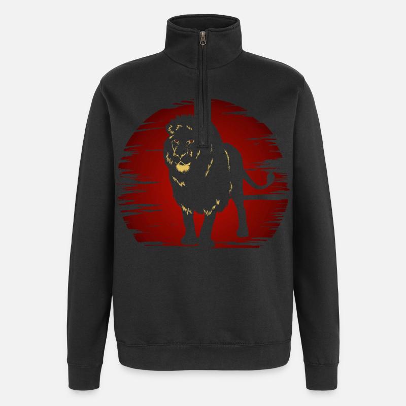 Löwe im Dunkeln - Quarter-Zip-Sweatshirt - Schwarz