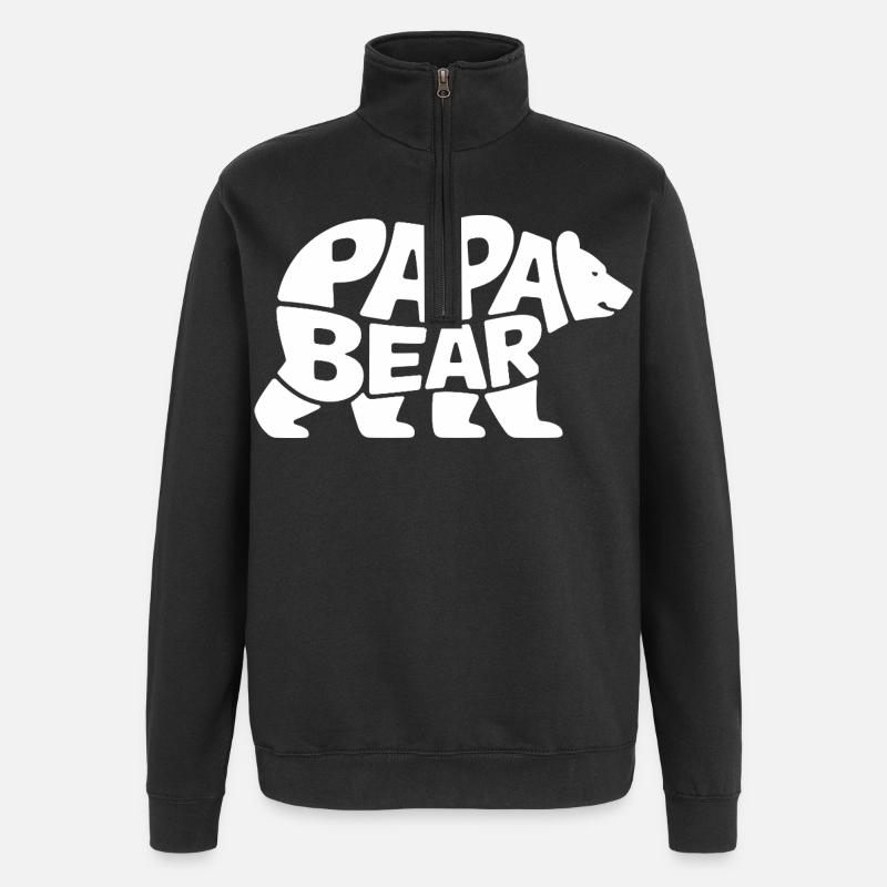 Papa Ours - Sweat à zip 1/4 - noir