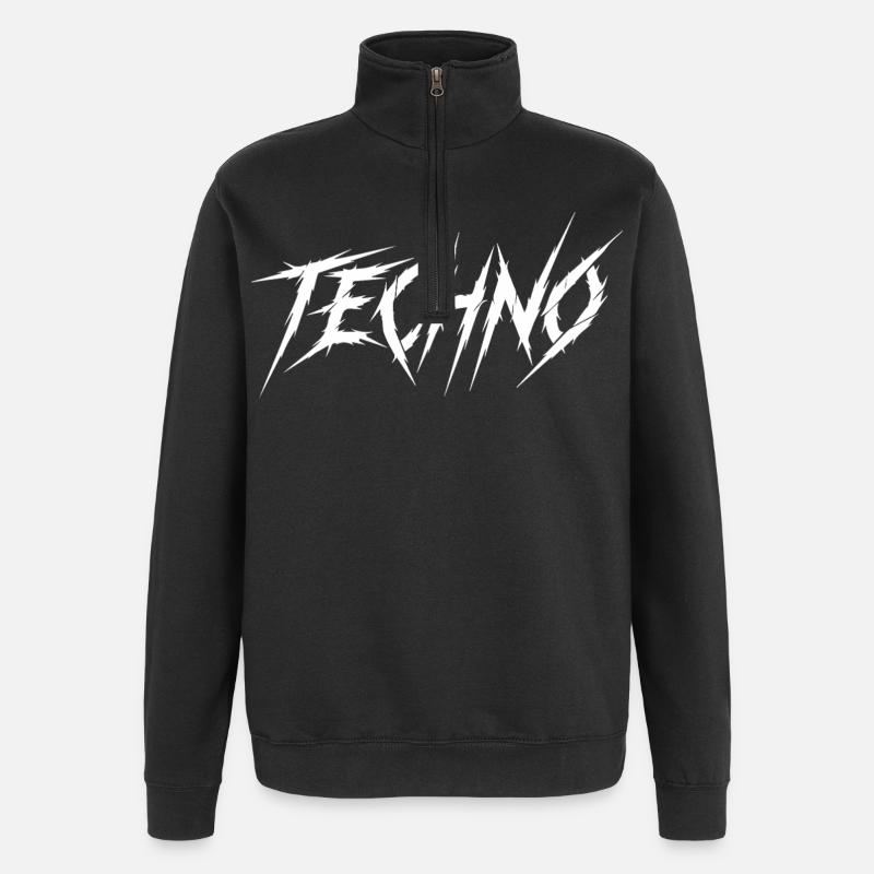 Techno Prong Font Graphic - Quarter-Zip Sweatshirt - black