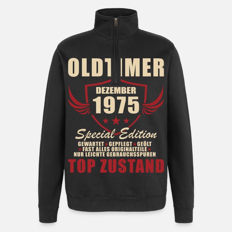 Oldtimer 1975 Sonderedition Logo - Quarter-Zip-Sweatshirt - Schwarz