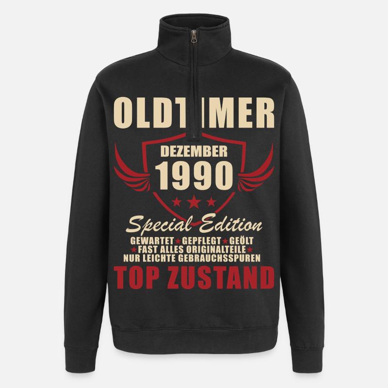 Oldtimer Dezember 1990 Sonderedition - Quarter-Zip-Sweatshirt - Schwarz