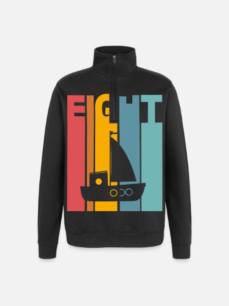 8 years children's birthday ship - Quarter-Zip Sweatshirt - black