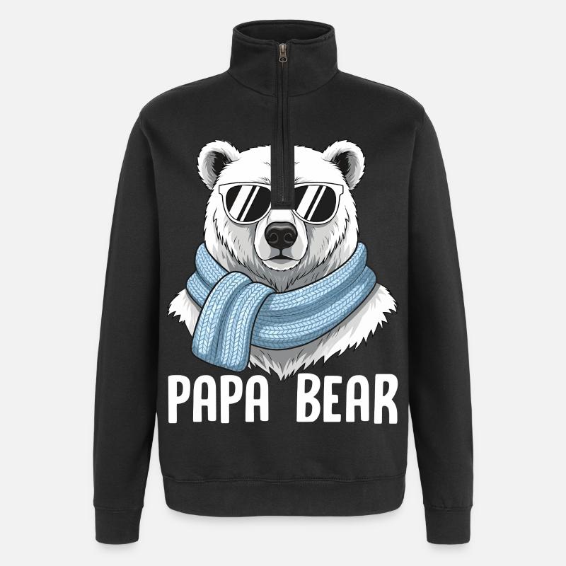 Papa Ours - Sweat à zip 1/4 - noir