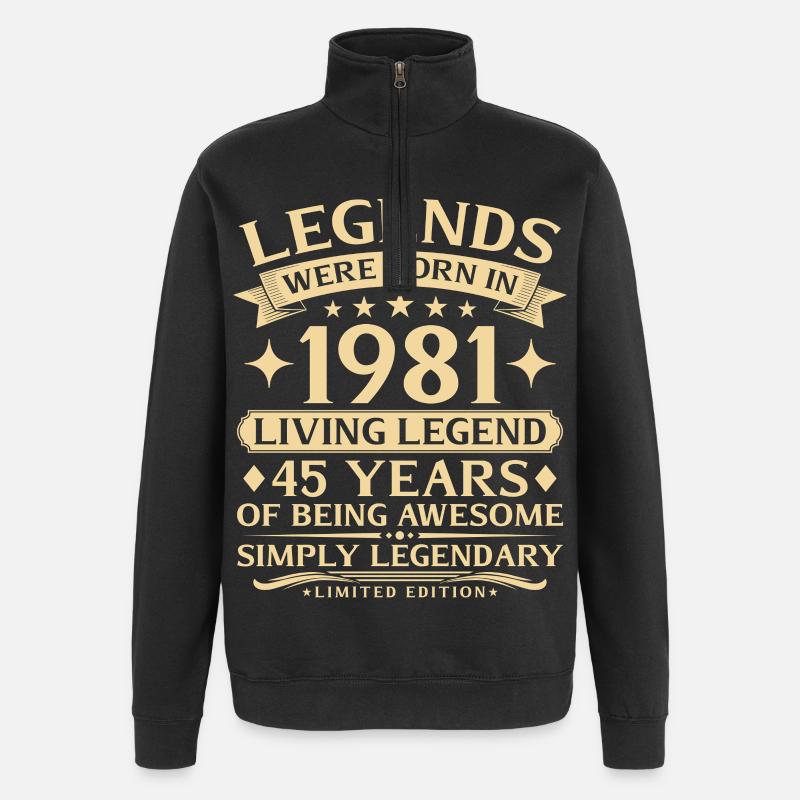 Millésime 1981 Née 45e anniversaire - Sweat à zip 1/4 - noir