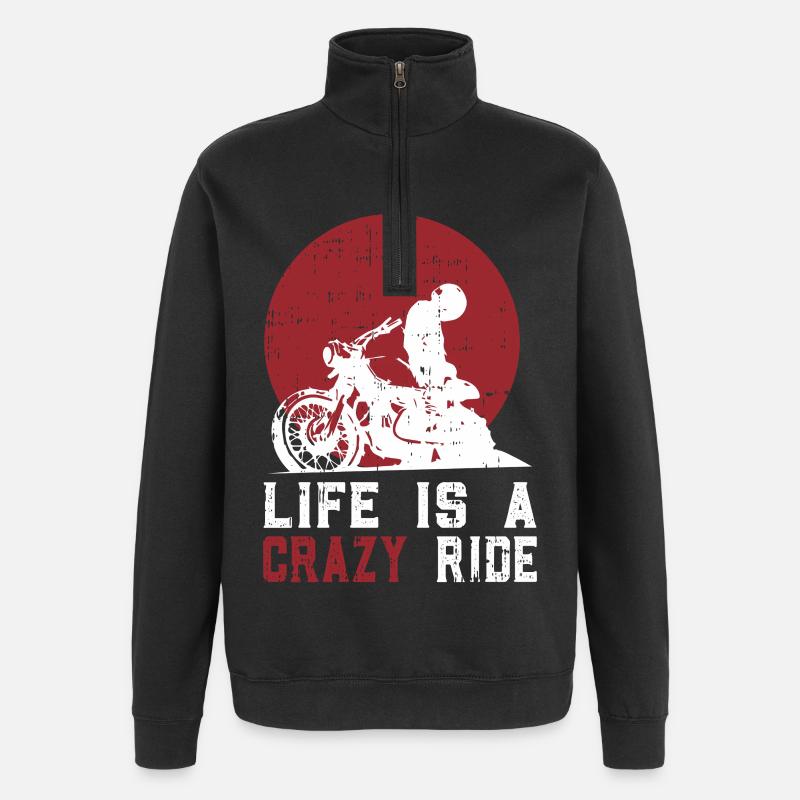 Life is a crazy ride - Quarter-Zip Sweatshirt - black