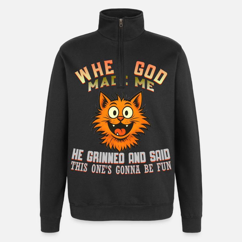Wenn Gott mich machte Katze - Quarter-Zip-Sweatshirt - Schwarz